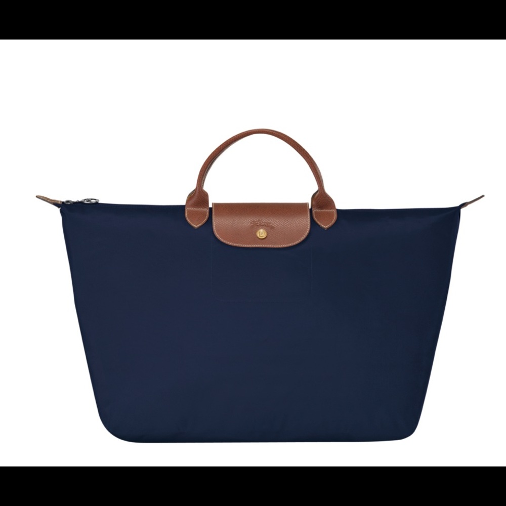 Longchamp large navy Le Pliage travel bag
